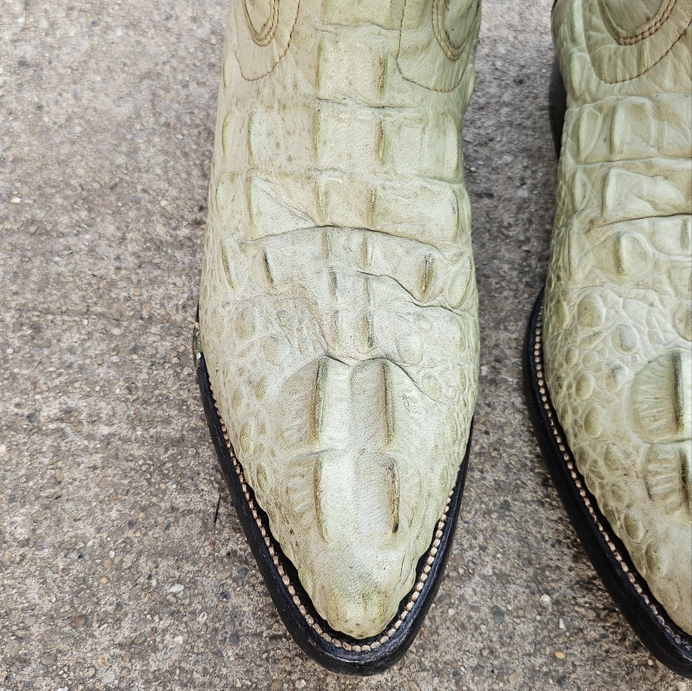 Cowboy Boots Alligator Leather Women US Size 8 Mexico in color Sage Green - Picture 5 of 13